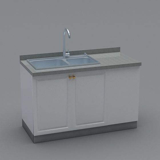 Stylish Double Basin Kitchen Sink 3D model