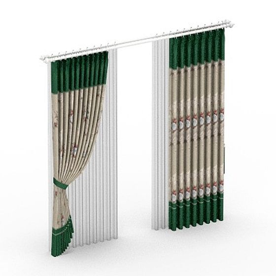 Stylish K-BZ130 Curtains 3D Model for Contemporary Windows