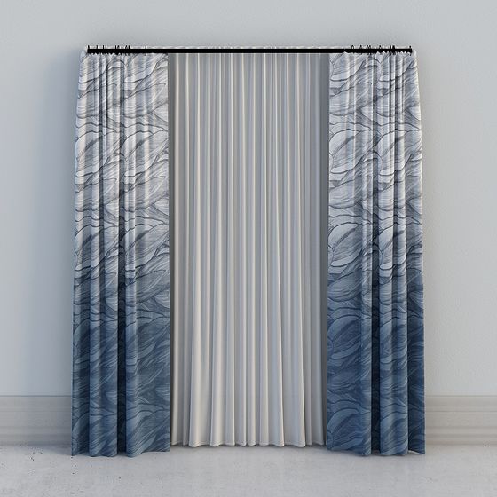 Elegant Low-Poly Curtain 3D Model