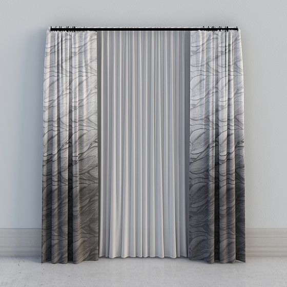 Stylish Low-Polygon Curtain 3D Model