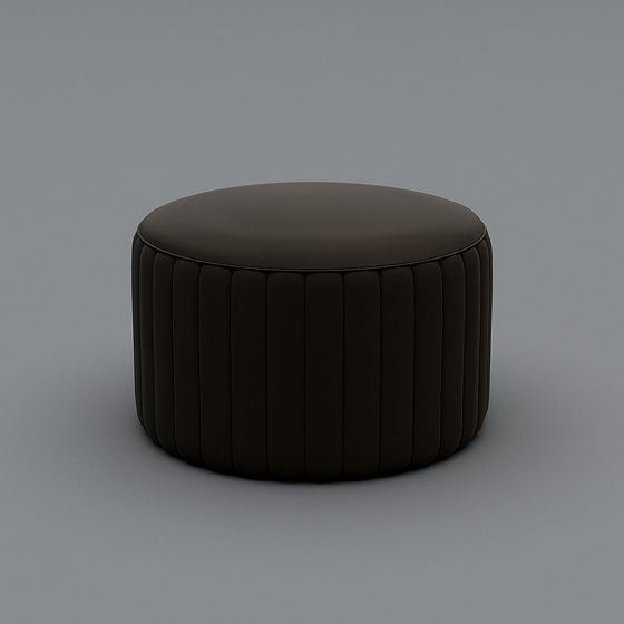 Sleek Round Leather Stool 3D model