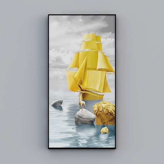 Elegant Golden Sailboat 3D model for Creative Projects