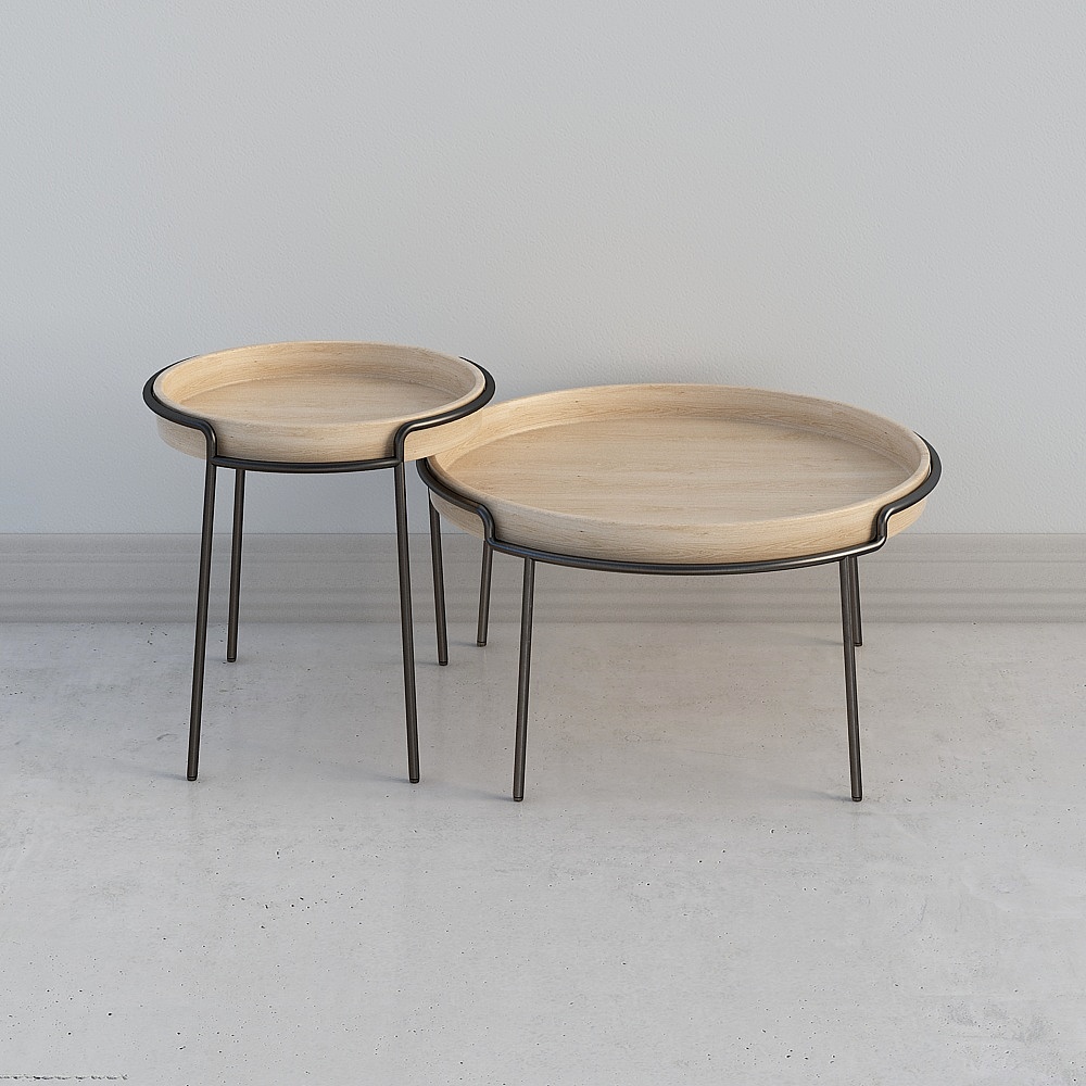 Stylish Wooden Round Table 3D model