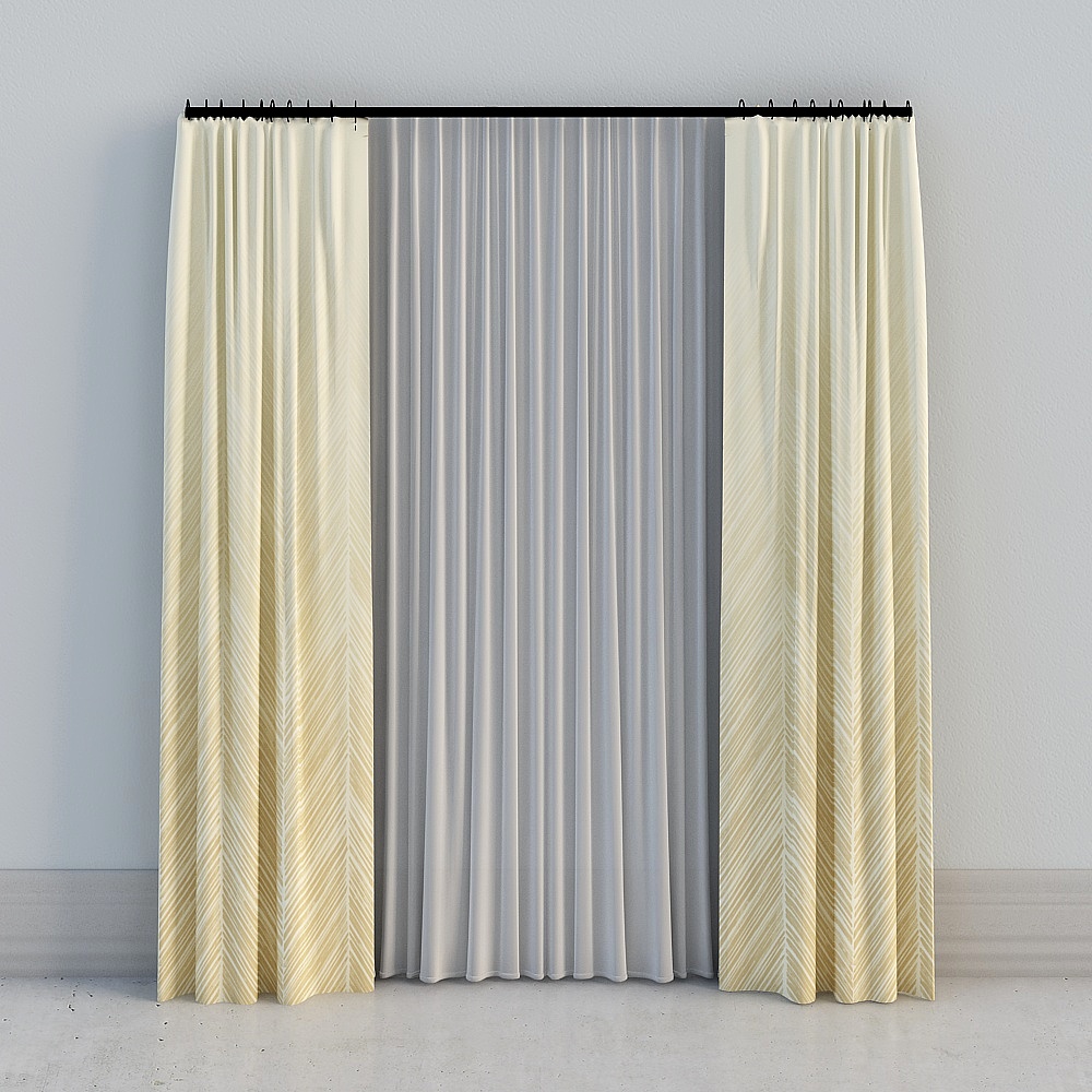 One room - Nordic Japanese modern gingko yellow gradient cotton linen printing Curtain