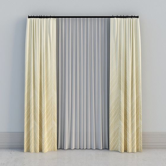 Stylish Low-Poly Curtain 3D model for Modern Interiors