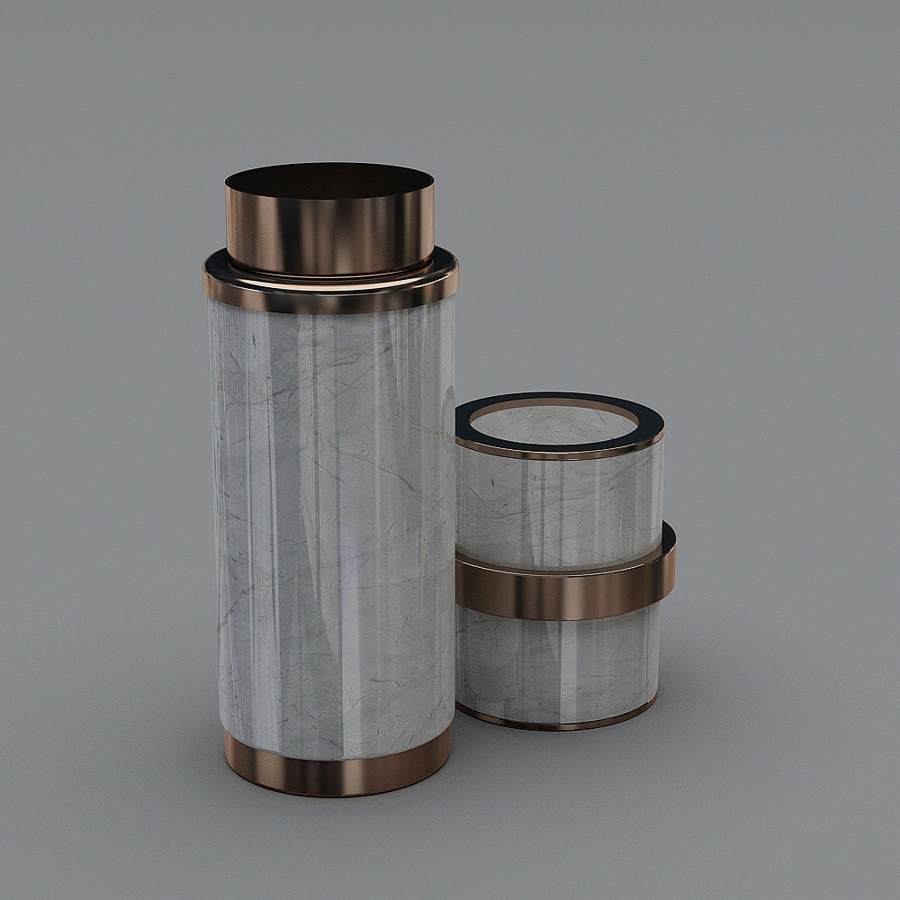 Elegant Marble Metal Can 3D model