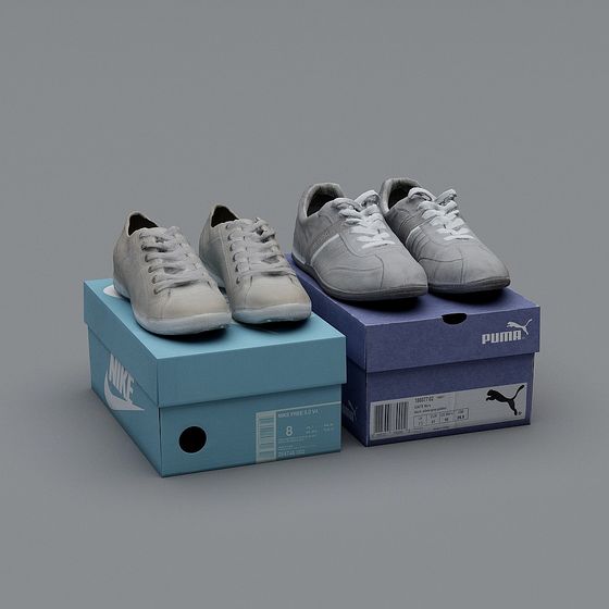 Classic Sports Shoes and Brand Boxes 3D model