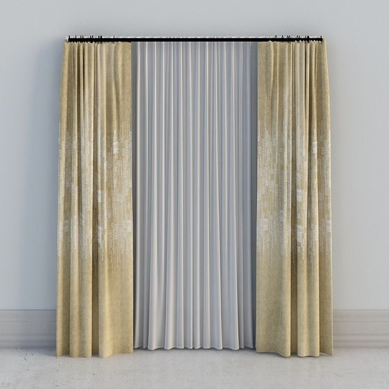 Stylish Low-Polygon Curtain 3D model
