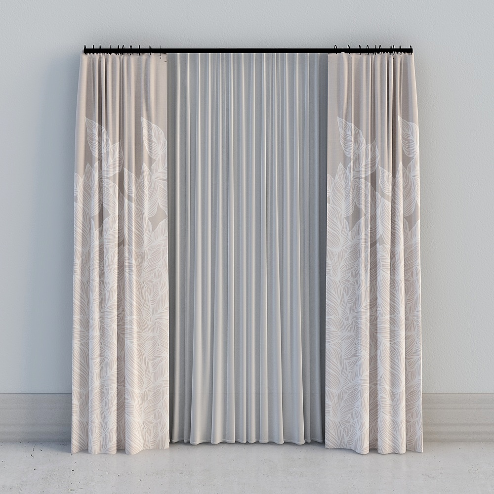 One room - Modern affordable luxury pastoral powder grey gradient high warp dense printed Curtains