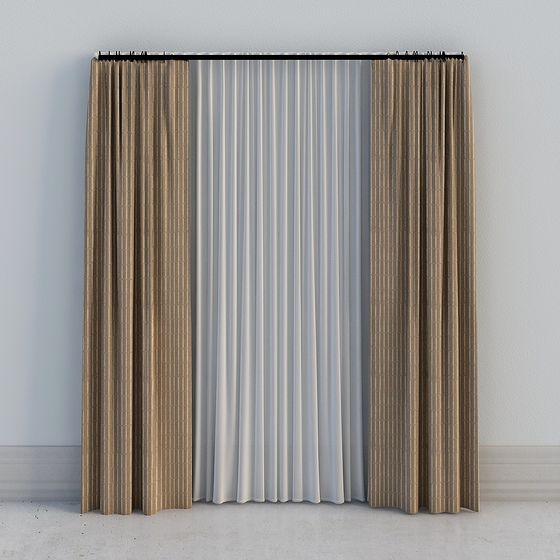 Una habitación - cortina moderna de alto lujo ligero pastoral de curry con estampado alto