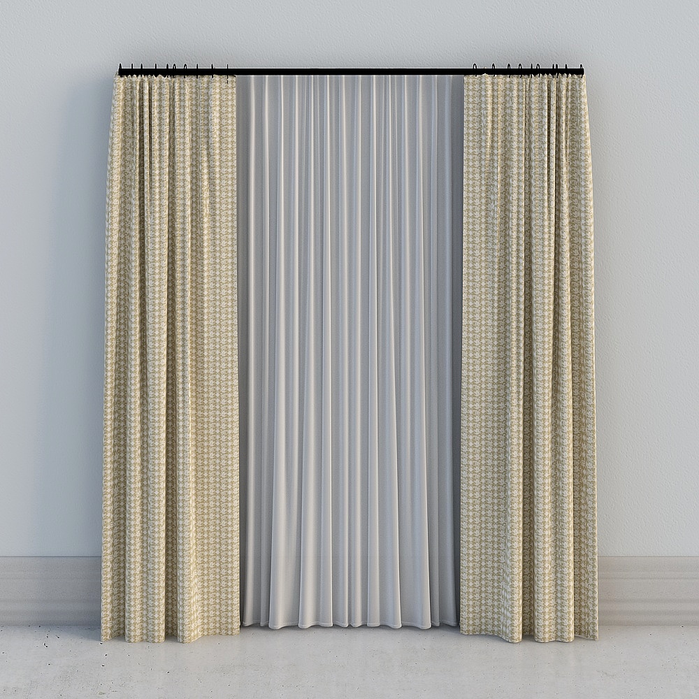 Un cuarto - cortina moderna de lujo liviana pastoral amarilla de alto estampado