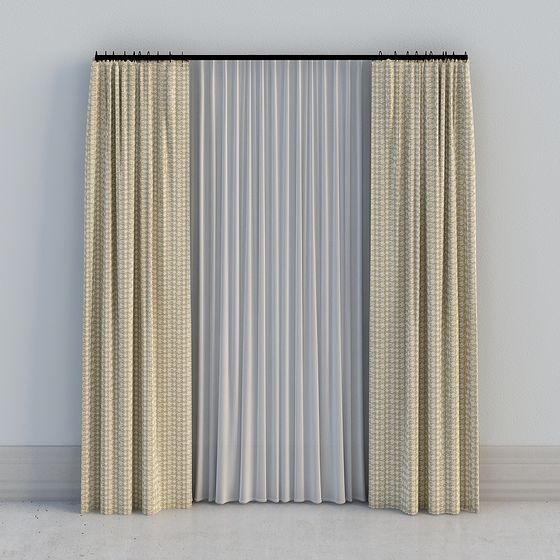 Un cuarto - cortina moderna de lujo liviana pastoral amarilla de alto estampado