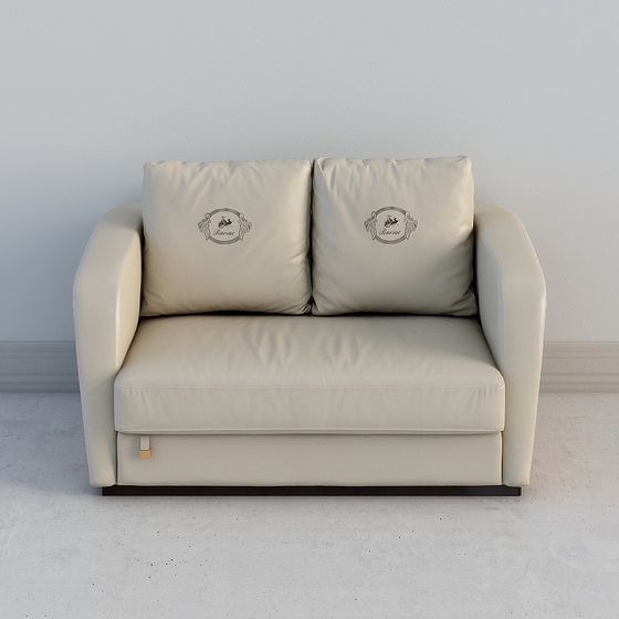 Elegant Low-Polygon Double Sofa 3D Model