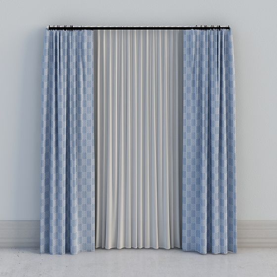 Elegant Geometric Curtain 3D model