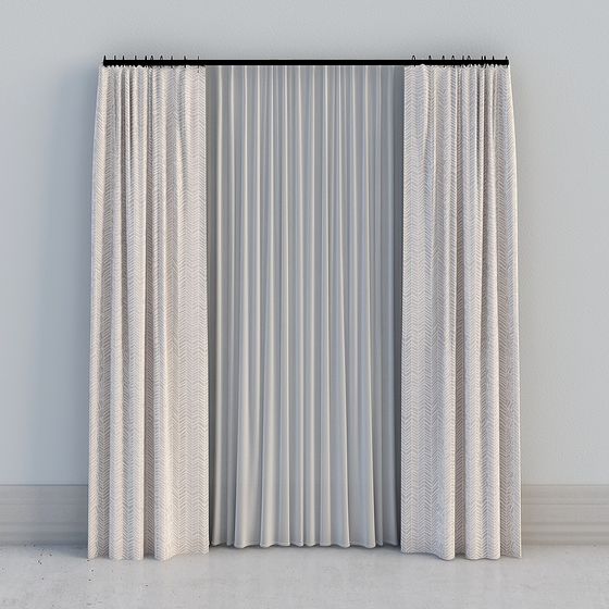 Elegant Low-Poly Curtain 3D Model for Modern Interiors