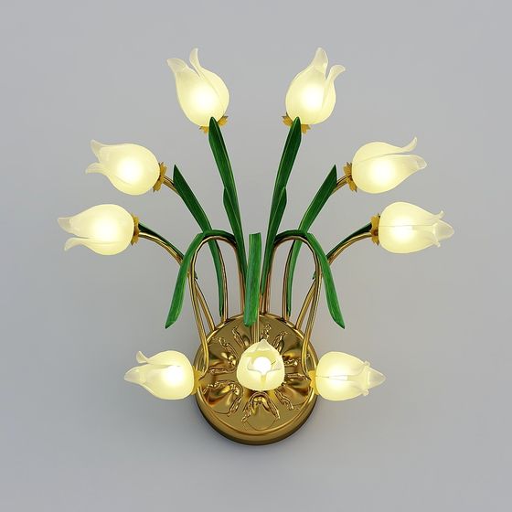 Tulip Wall Lamp Low Poly 3D Model
