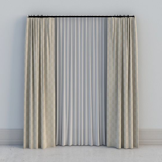 Unique Low-Polygon Curtain 3D model for Modern Interiors