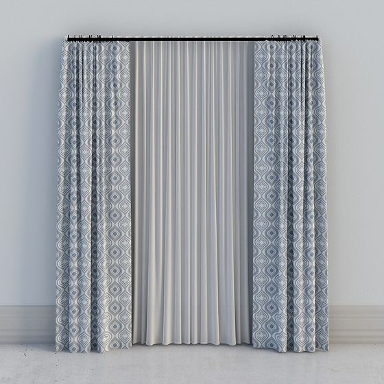 Modern Geometric Curtain 3D model