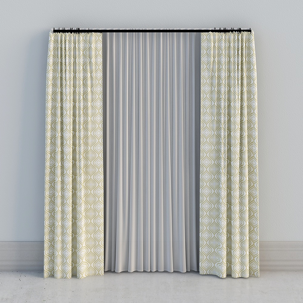 One room - modern light luxury pastoral yellow high-print curtai
