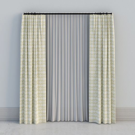 Stylish Geometric Curtain 3D model for Modern Spaces
