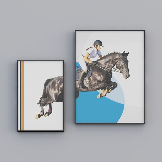 Dynamic Black Horse 3D Model -疾风骤马