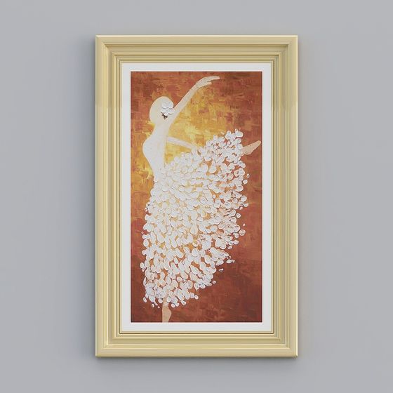 Low Poly Dancer 3D model in Golden Frame