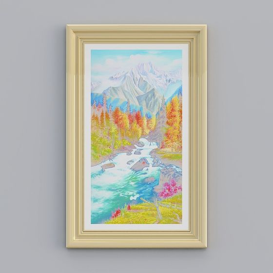 Autumn River Landscape 3D model