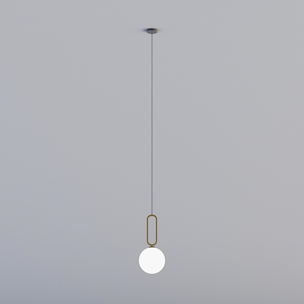 Minimalist White and Gold Pendant Light 3D model