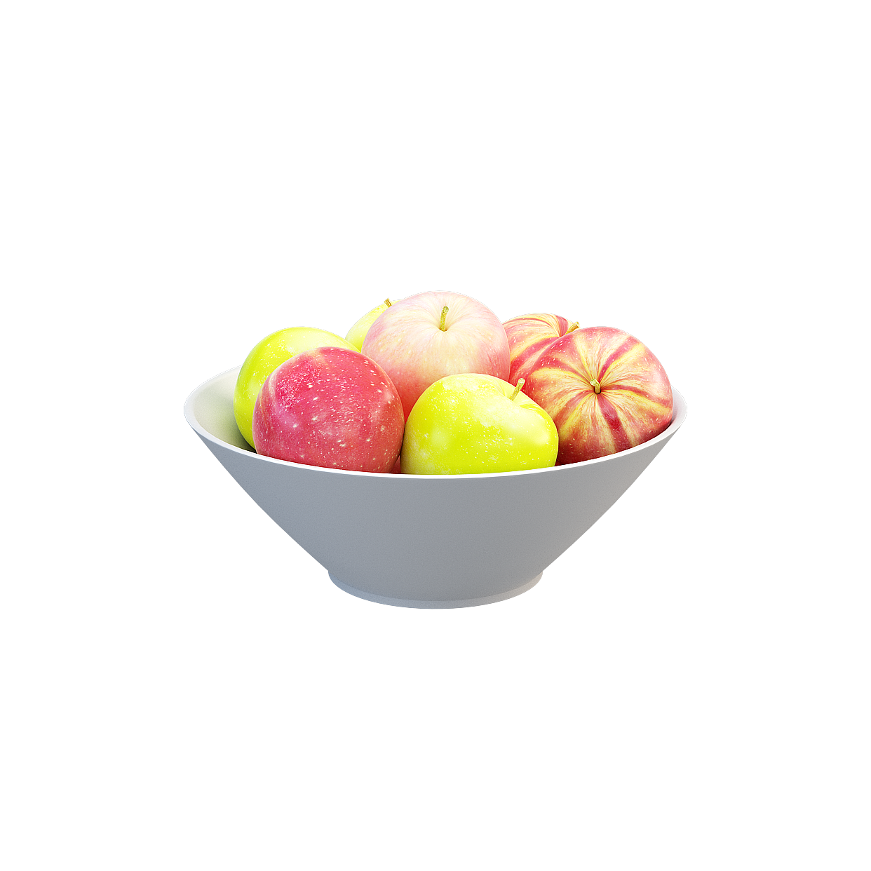 Stylish 3D Bowl with Colorful Apples – Low-Poly Model