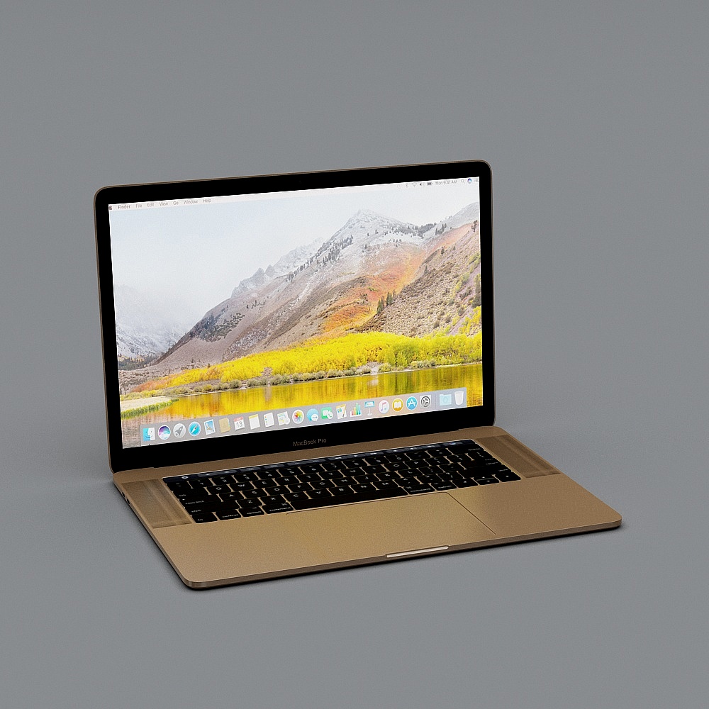 Sleek Golden Laptop 3D model for Creative Projects