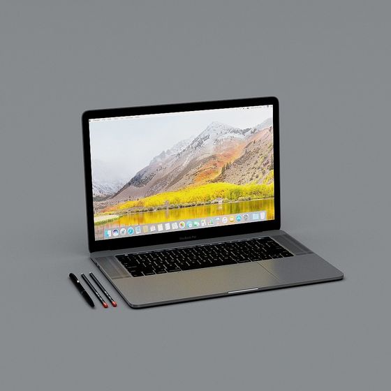 Realistic Low-Poly Laptop 3D model