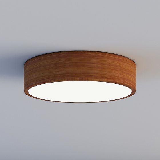 Stylish Round Wood Grain Light Fixture 3D Model