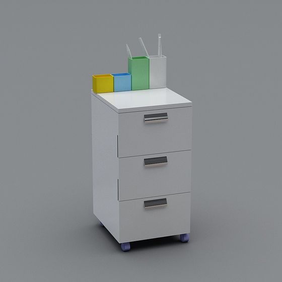 Modern Minimalist Mobile Filing Cabinet 3D model