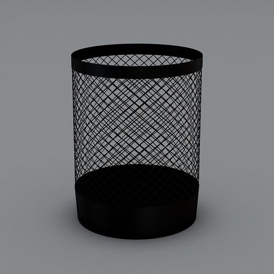 Metal Hollow Trash Can 3D model for Urban Settings
