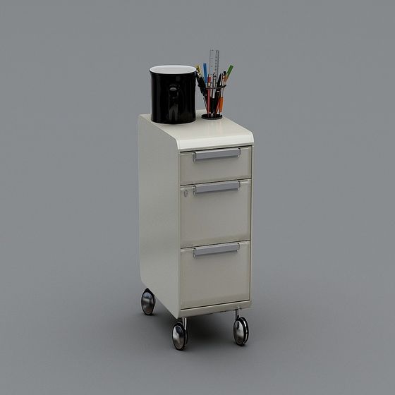 Modern Low-Polygon Mobile File Cabinet 3D model