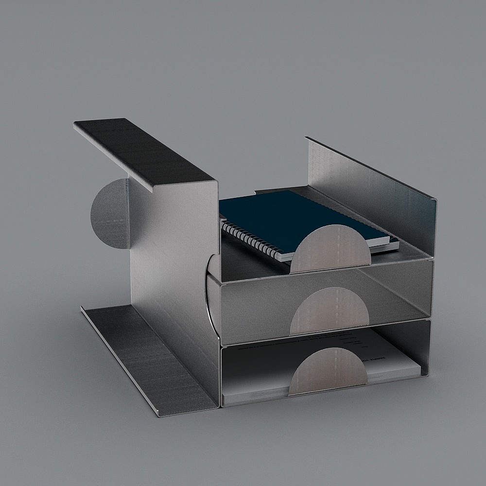 Sleek Metal File Rack 3D model