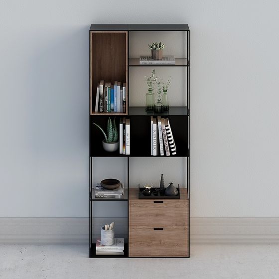 Cabinet Rack Decorative Rack 3D Model in Wood Color