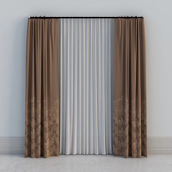 Elegant Low-Poly Curtain 3D Model Design