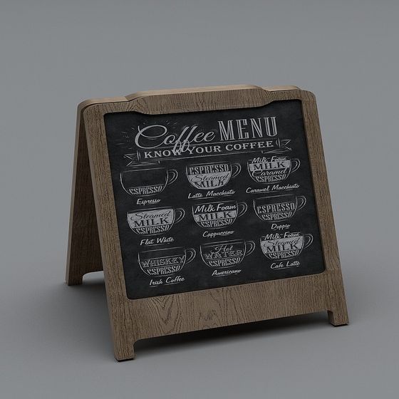 Retro 3D Model Coffee Menu Stand for Cafés