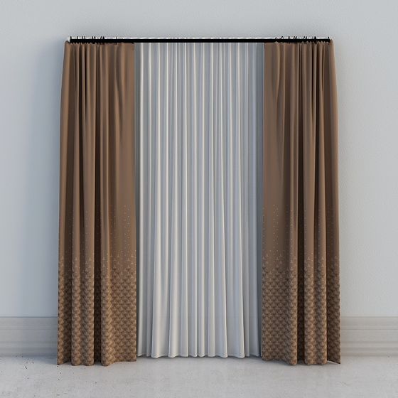 Elegant Low-Poly High-Detail Curtain 3D model