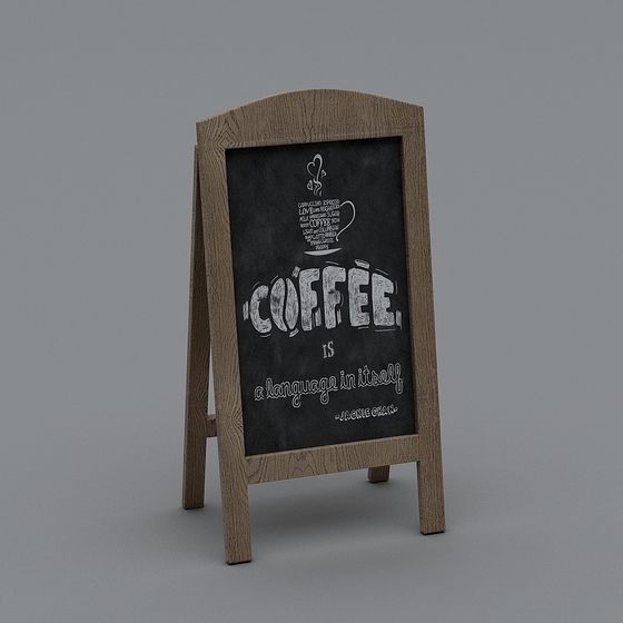 Chalkboard Sign 3D model for Cozy Cafes