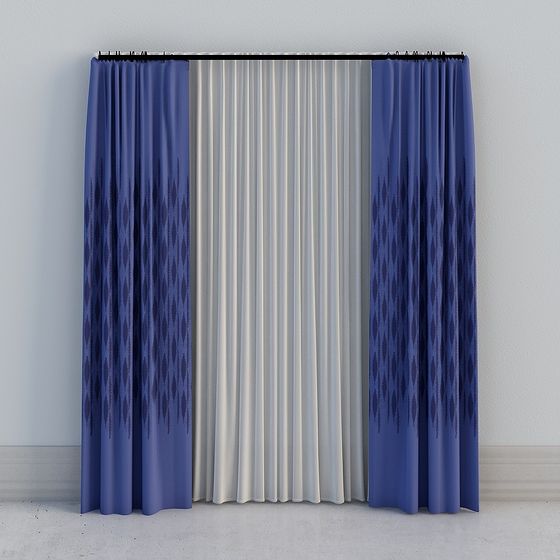 Stylish Blue Curtain 3D model for Contemporary Spaces