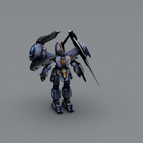 Futuristic Low-Poly 3D Model Robot Warrior