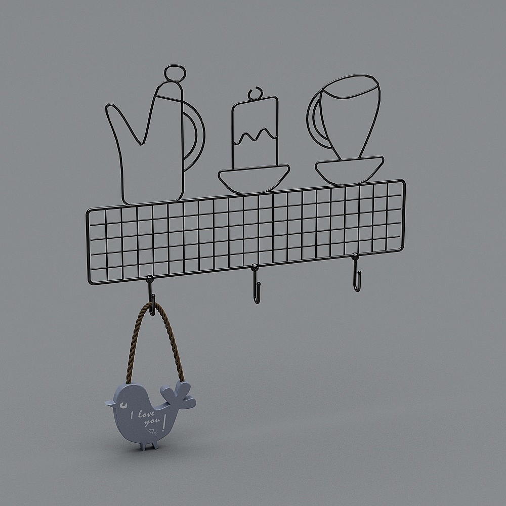 Sleek Metal Mesh Hook 3D Model for Modern Interiors