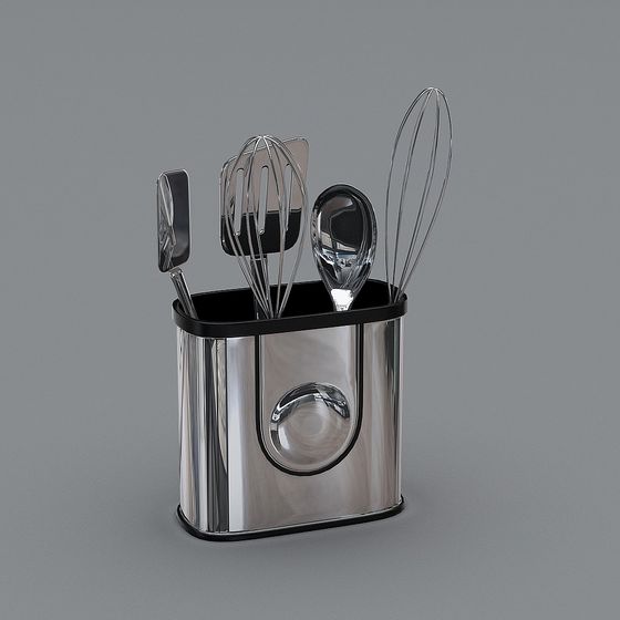 Stylish Stainless Steel Kitchen Utensil Storage Box 3D model