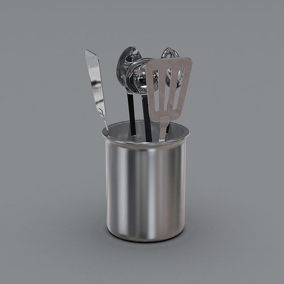 Sleek Stainless Steel Knife Storage Cylinder 3D model