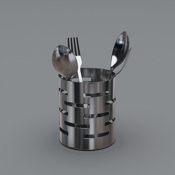 Metal Cutlery Storage Cylinder 3D model for Modern Interiors