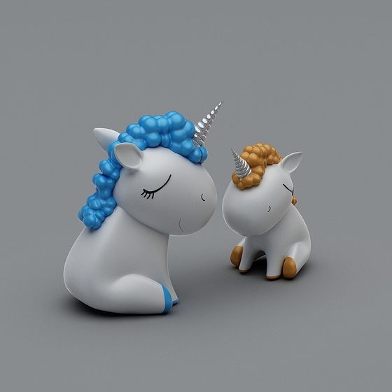 Charming Twin Unicorns 3D model