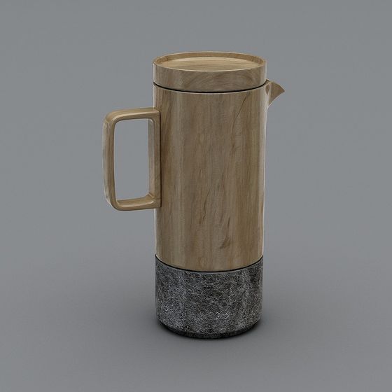 Stylish Low-Poly Wooden Thermos 3D model