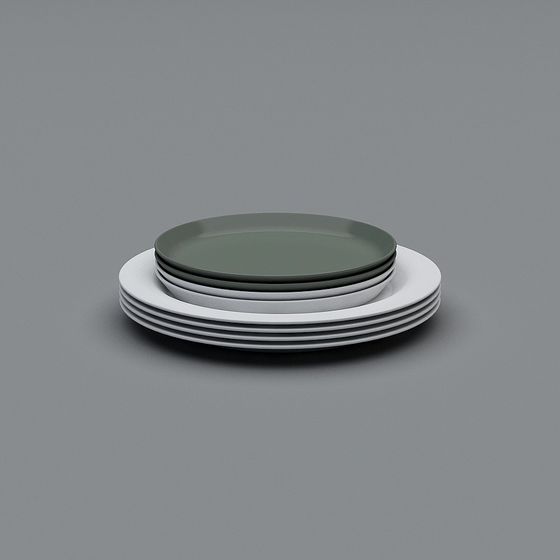 Elegant Stacked Plate 3D model for Modern Design